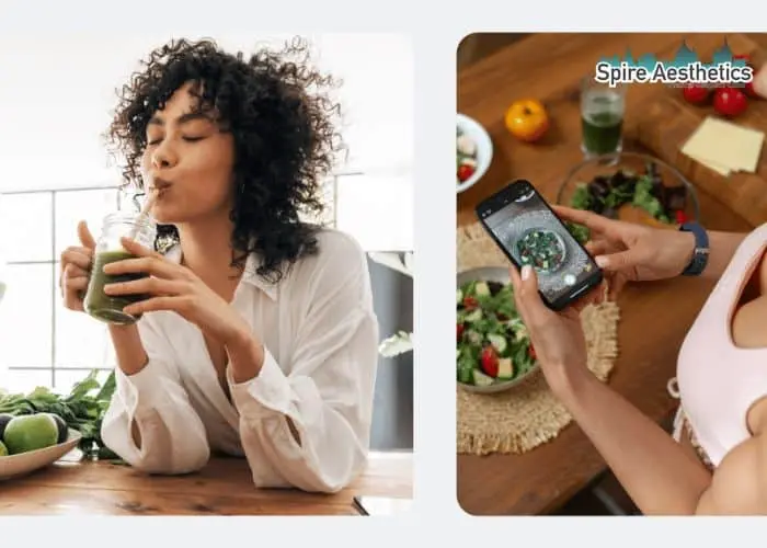 Image of woman looking into her diet and fat freezing Central Milton Keynes to improve her health
